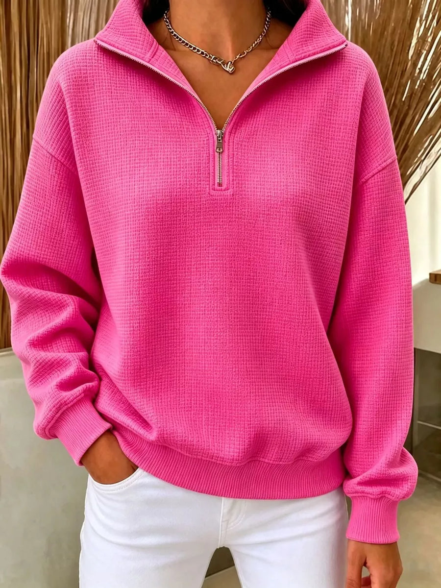 sweatshirt featuring waffle knit in Yellow with 100% polyester Care instructions: Machine wash cold texture