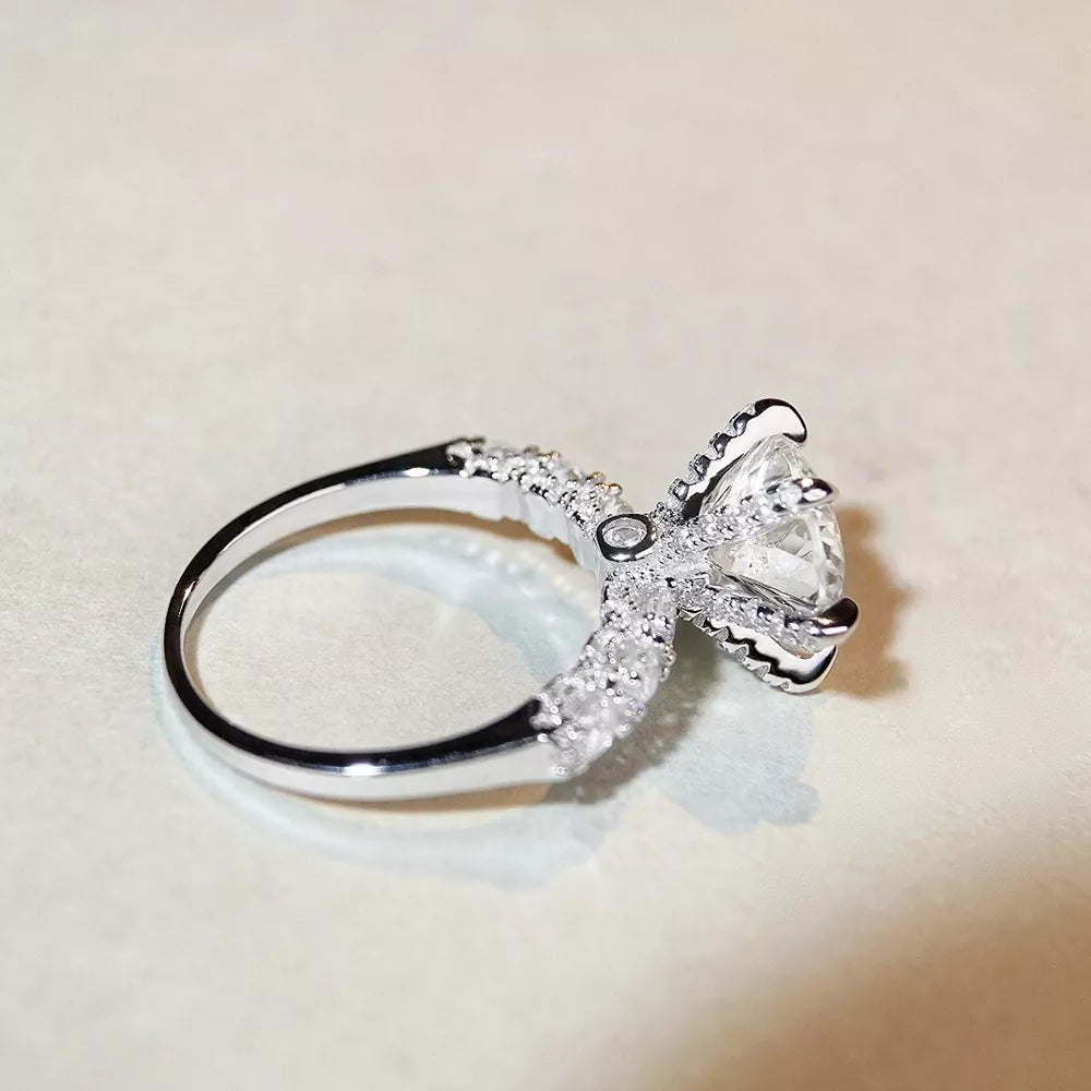 3 Carat 925 Sterling Silver Moissanite Geometric Ring in Silver