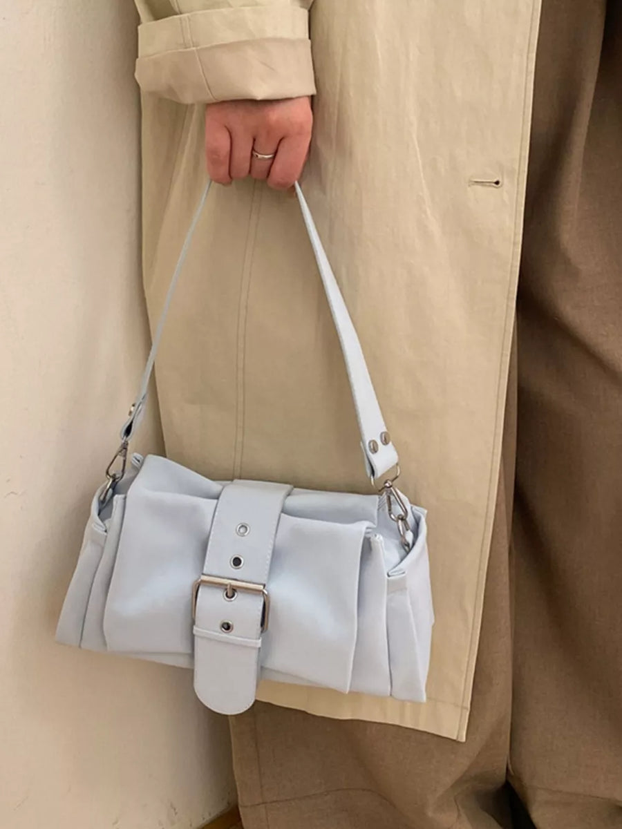 Blue with Buckle Detail Crossbody Bag in Blue