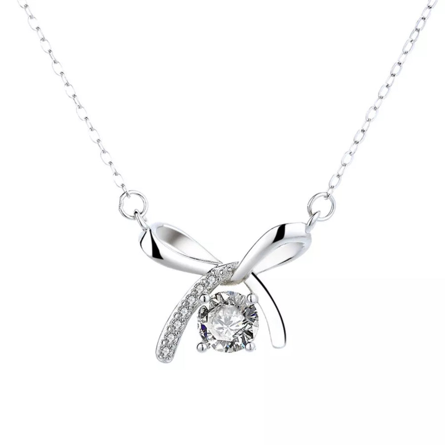 necklace in clear with zircon embellishment and 15.7 inch chain with 2 inch extension