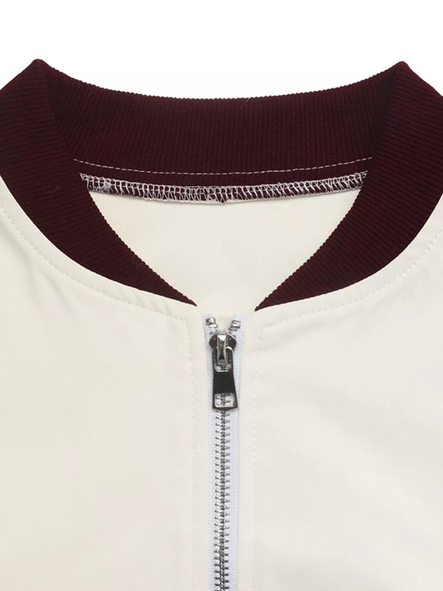 Contrast Trim Zip Up Jacket option 9