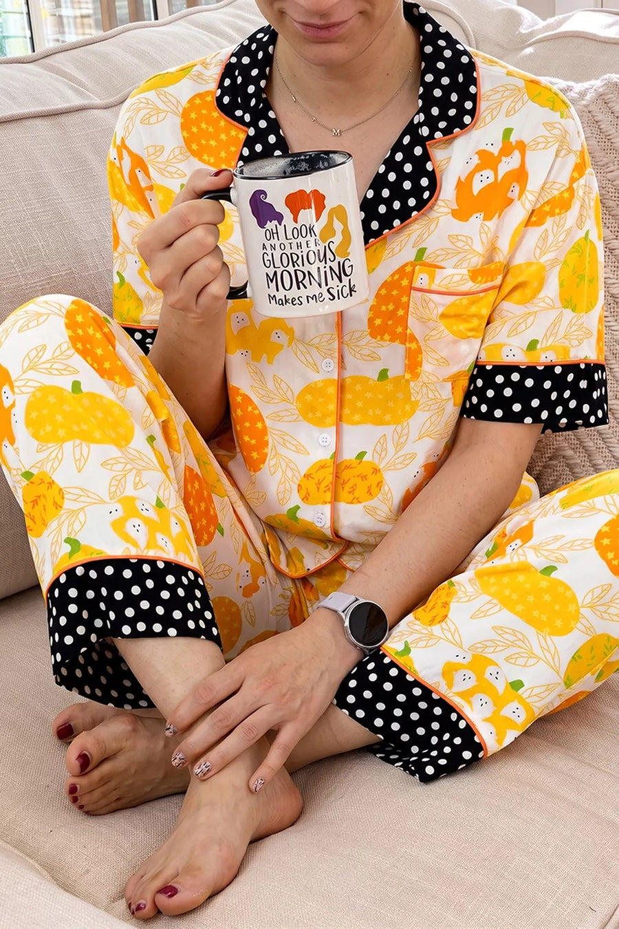 100% viscose Care instructions: Machine wash cold pajama set in yellow with relaxed silhouette
