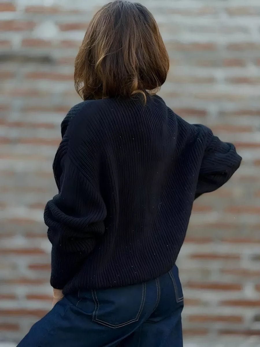 Full Size V-neck Button-up Knit Cardigan Plus Size in Dark Gray