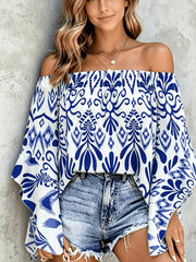 Pink relaxed off-shoulder top with off-shoulder
