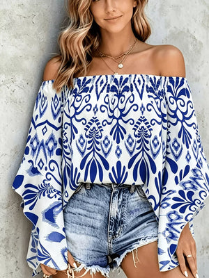 Pink relaxed off-shoulder top with off-shoulder