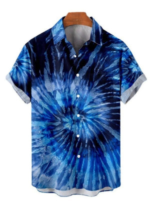 Teal Men's Full Size Printed Button Up Shirt