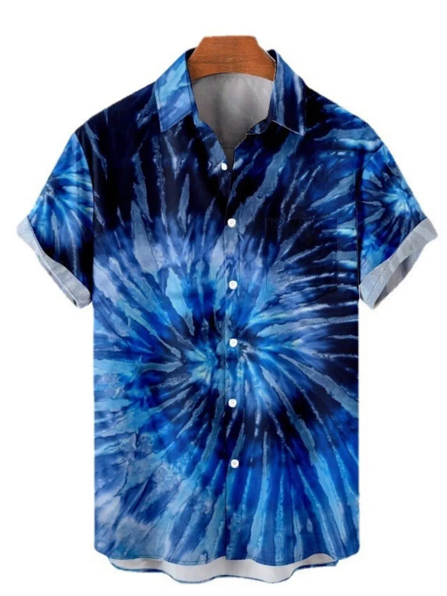 Teal Men's Full Size Printed Button Up Shirt