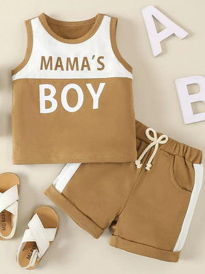 Light Brown Children's Tank Top And Shorts Set