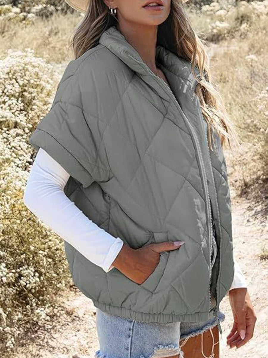 Sky Blue quilted jacket featuring pocketed and quilted