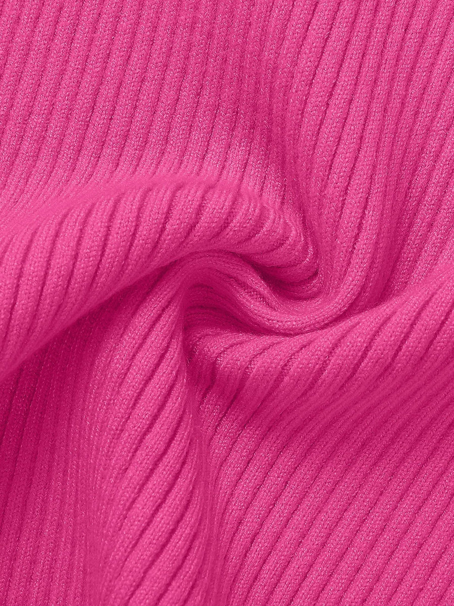 Ribbed crew neck tee in hot pink, showing fabric texture.
