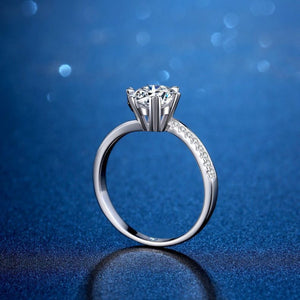 1 Carat 925 Sterling Silver Moissanite Bypass Ring in clear with moissanite stone