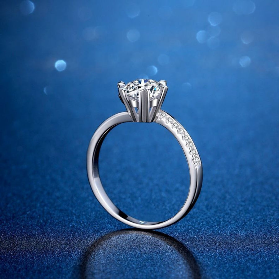 1 Carat 925 Sterling Silver Moissanite Bypass Ring in clear with moissanite stone