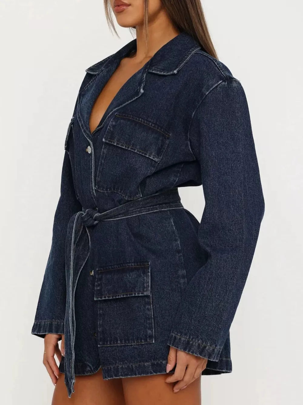 95%cotton, 5%spandex Care instructions: Machine wash cold denim jacket in indigo with relaxed silhouette