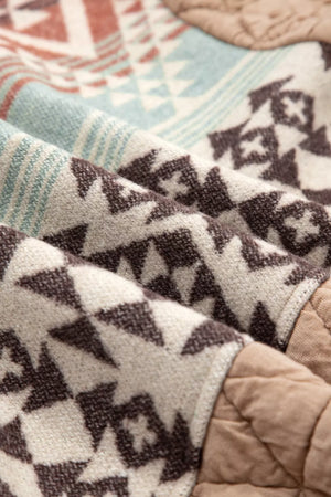 Aztec Quilted Patchwork Western Jacket in Camel, view 13