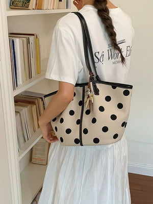 White with Polka Dot Shoulder Bag