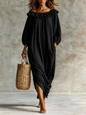 midi dress in Beige with pocketed and midi