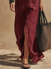 Slit Front Spaghetti Strap Maxi Dress in Olive with front slit