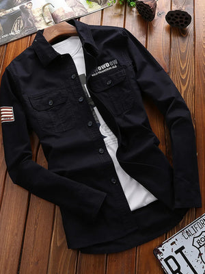 Black Men's Plus Size Long Sleeve Shirt