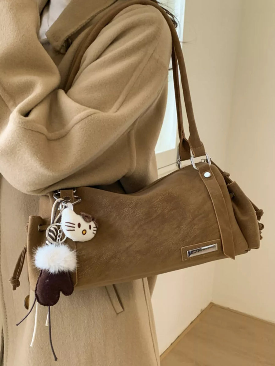 Brown with Vintage Lightweight Shoulder Bag in Brown