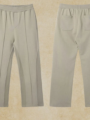 Seam detail lounge trousers in beige with elastic waist and two back pockets.