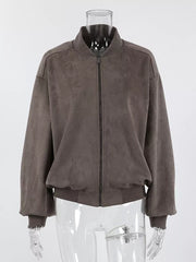 streetwear bomber jacket in Dark Gray with collared