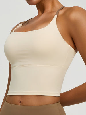 Criss-Cross Back Active Bra in Pastel Yellow with moisture-wicking