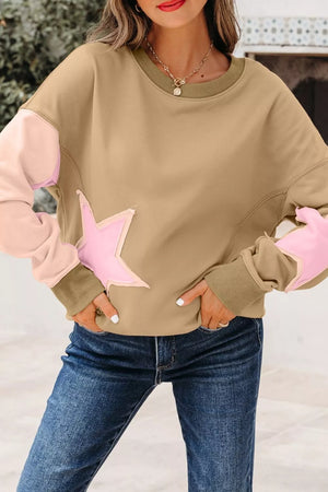 Tan oversized sweatshirt with crew neck