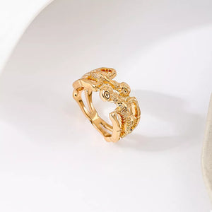18K Gold-Plated, Alloy, Silver-plated Care instructions: Avoid wearing during ex ring in Gold with fitted silhouette