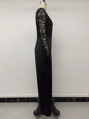 black flared jumpsuit with v-neck