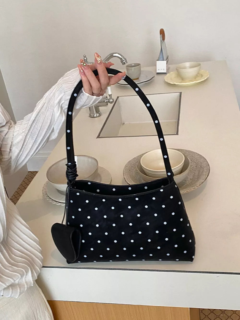 Black Polka Dot Shoulder Bag