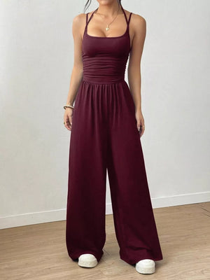 modern jumpsuit in Pink with square neck