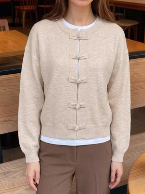 Button-down Long-sleeve Top in Apricot