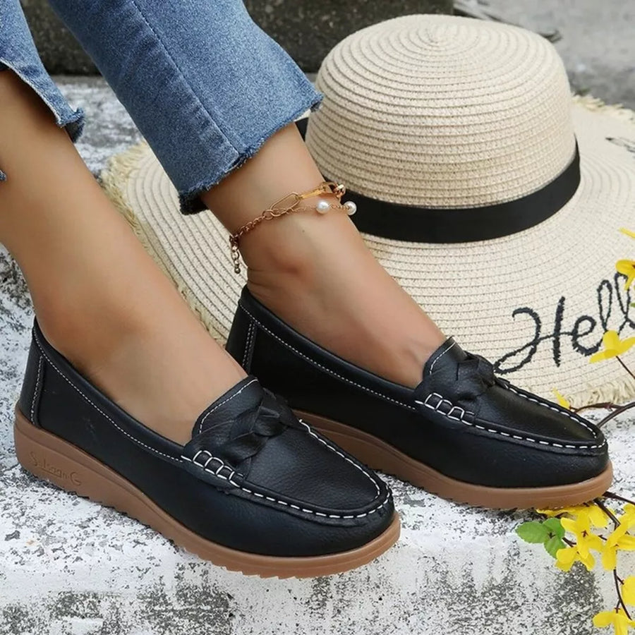 flats in Red with round toe and not applicable