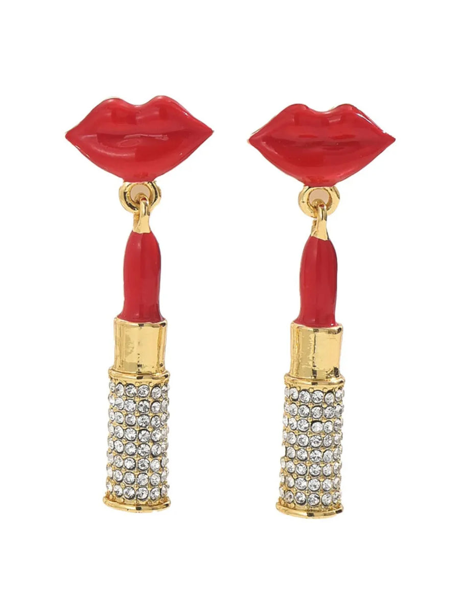 Gold earrings with drop and post-back