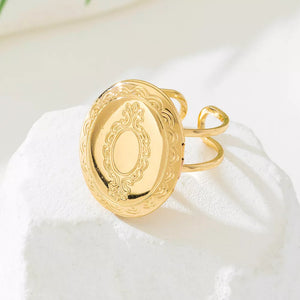 18K Gold-Plated, Alloy Care instructions: Avoid wearing during exercise, as swea ring in gold with oval silhouette