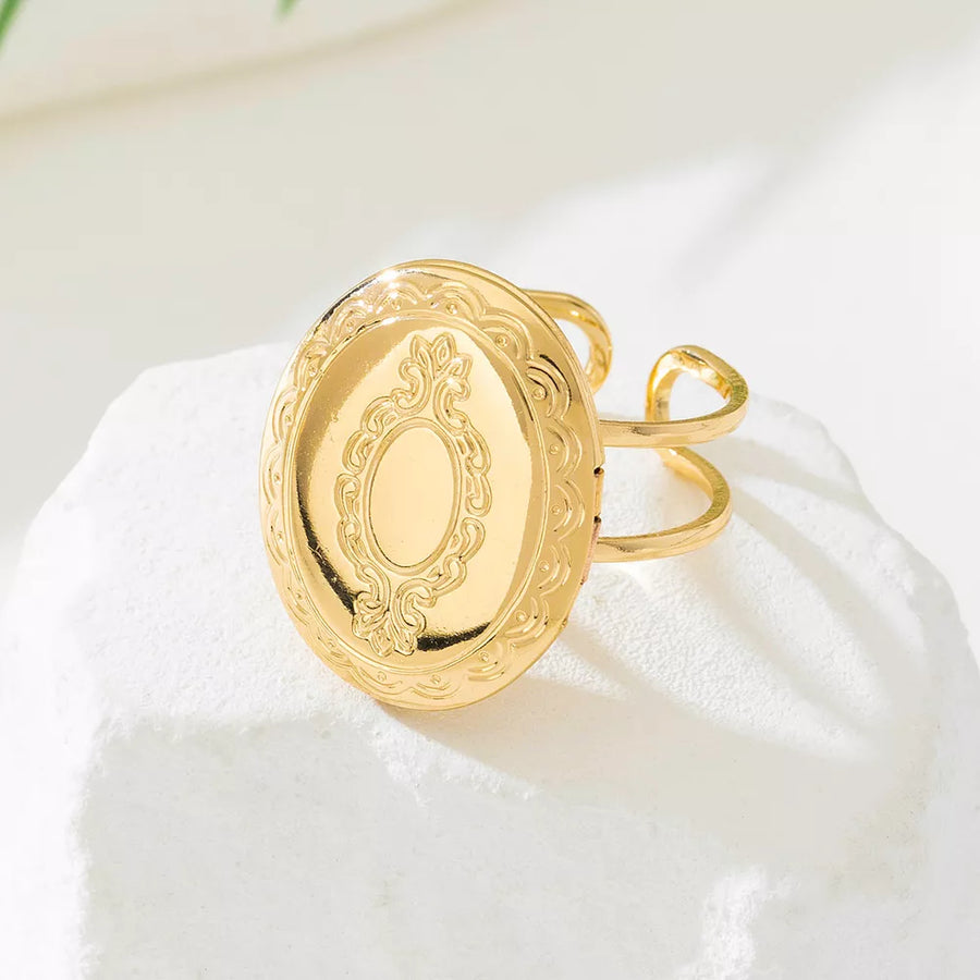 18K Gold-Plated, Alloy Care instructions: Avoid wearing during exercise, as swea ring in gold with oval silhouette