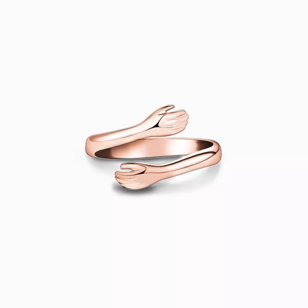 ring in Rose Gold with hug design and not applicable