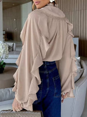 Pink loose blouse with v-neck