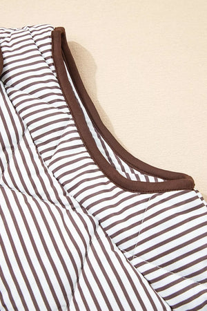Striped Quilted Snap Button Vest option 9
