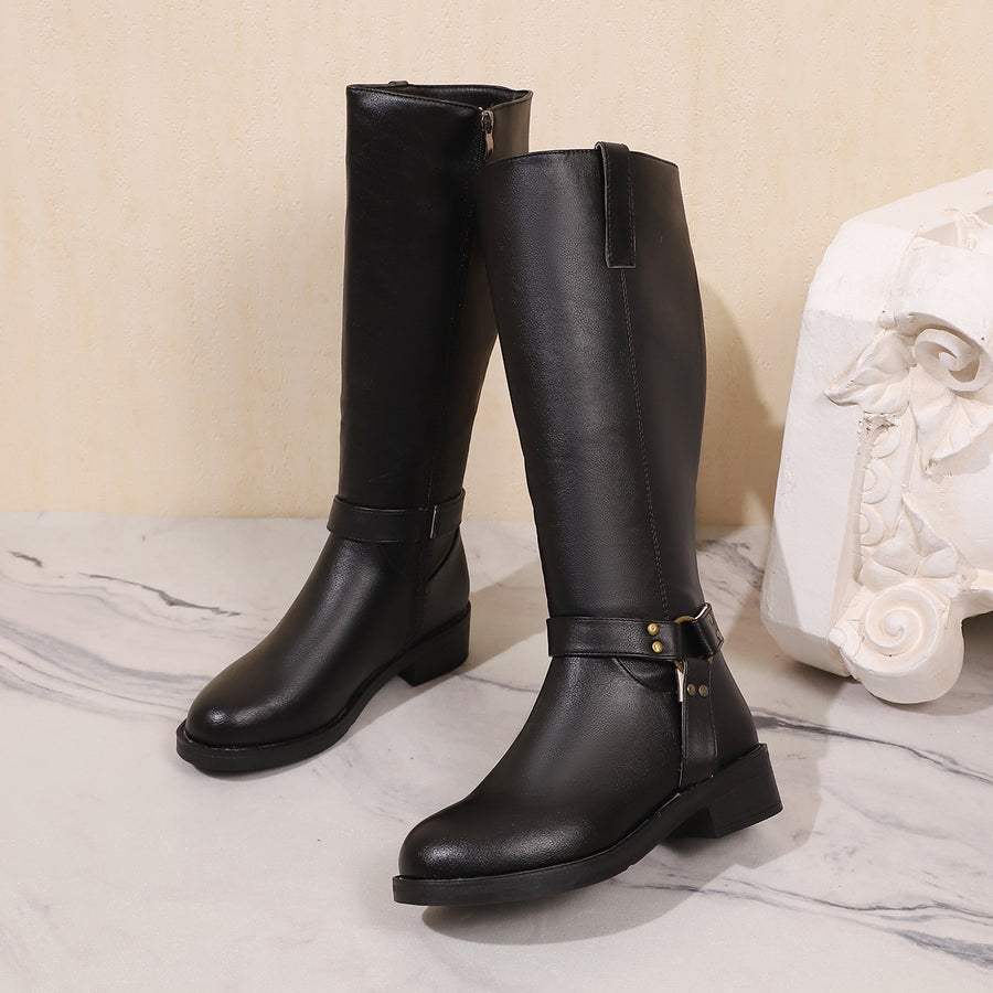PU Leather,Rubber Imported Size &amp boots in Black with straight silhouette