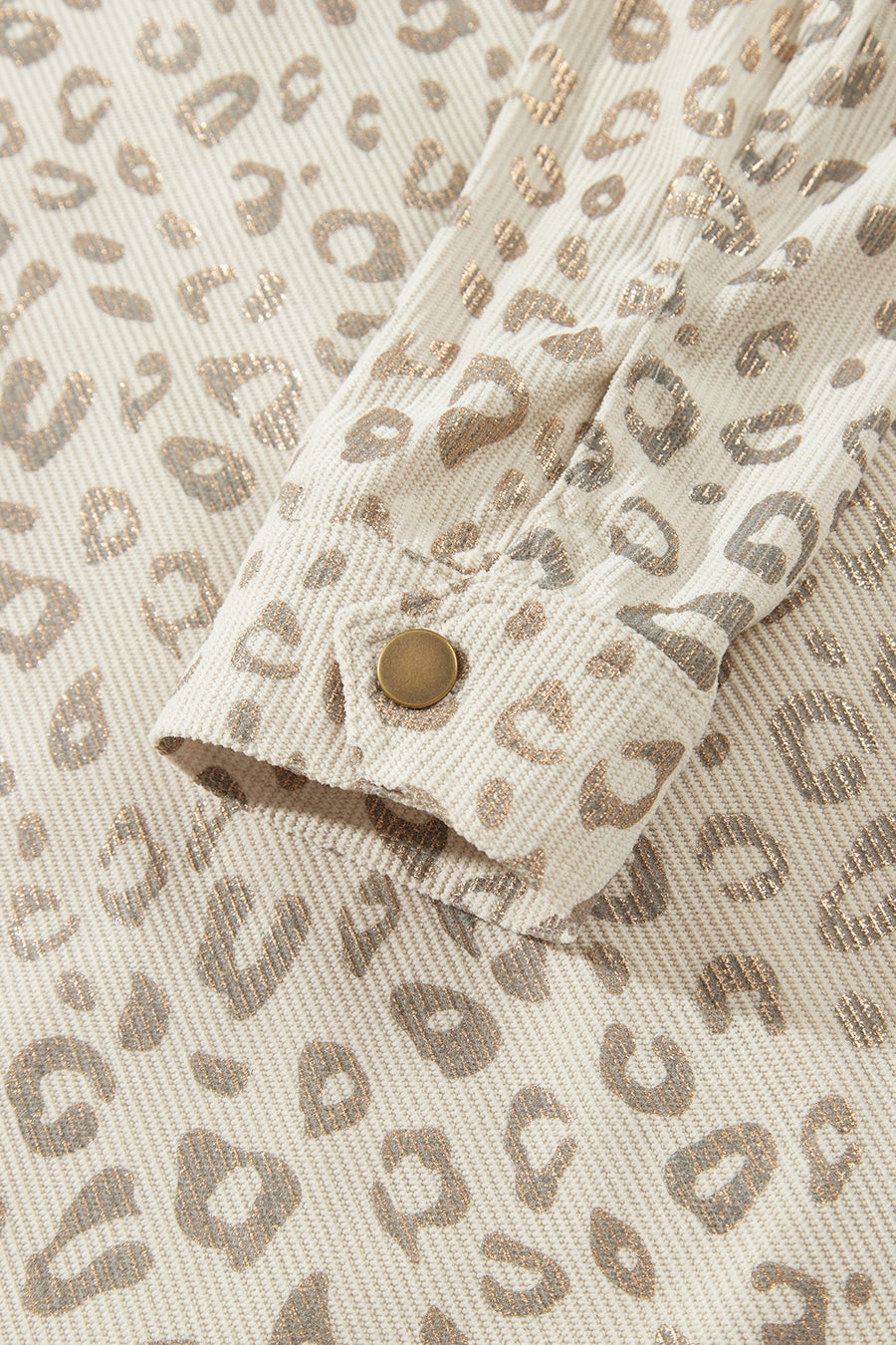 Leopard Print Corduroy Shirt Collar Jacket in Khaki