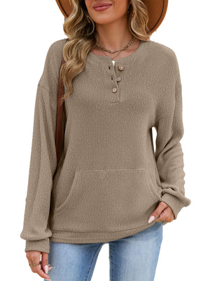 classic sweatshirt in Brown with henley