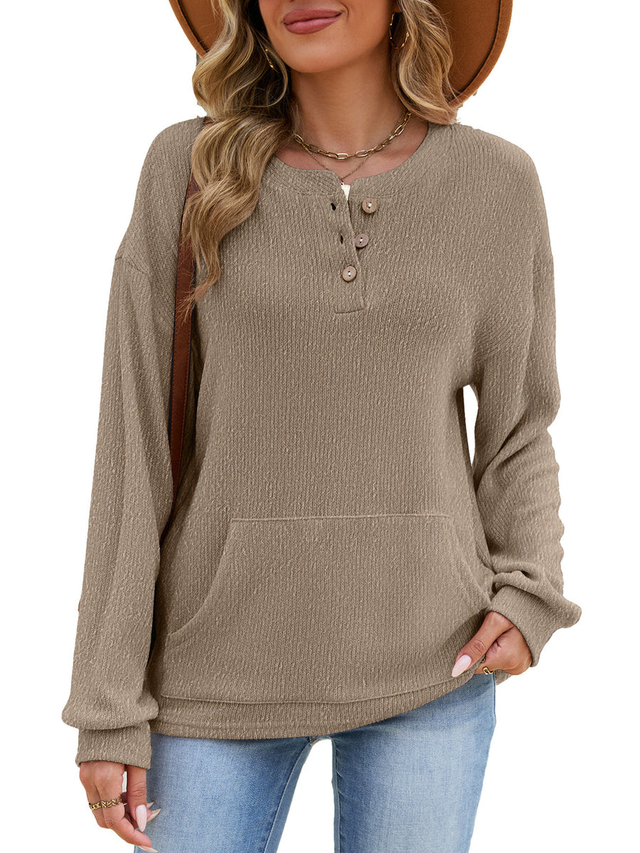classic sweatshirt in Brown with henley