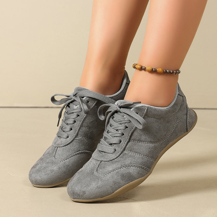 Polyester Round Toe Lace Up Sneakers in dark blue with round toe