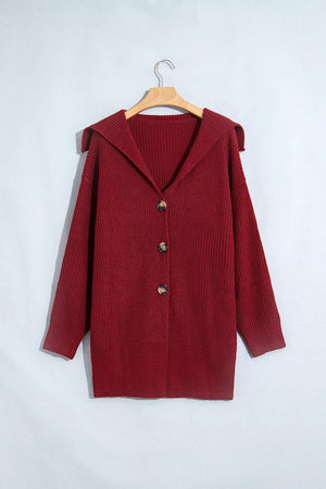 classic cardigan in Burgundy with collared