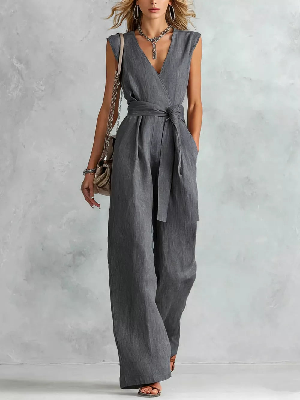 Black Sleeveless Wide Leg Jumpsuit