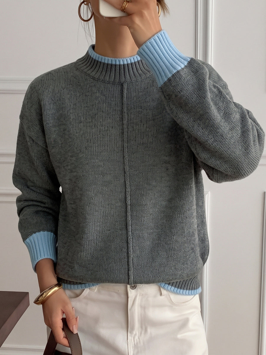 100% acrylic Care instructions: Machine wash cold crewneck sweater in Dark Gray with relaxed silhouette