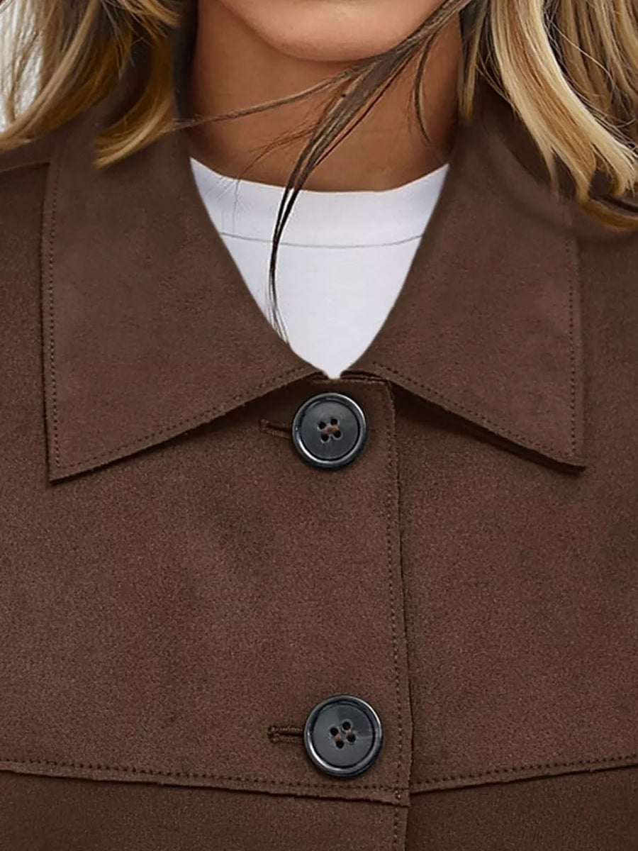 jacket in rust with buttoned and cropped