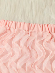 Pink toddler skirt with ruffled tulle overlay and elastic waistband