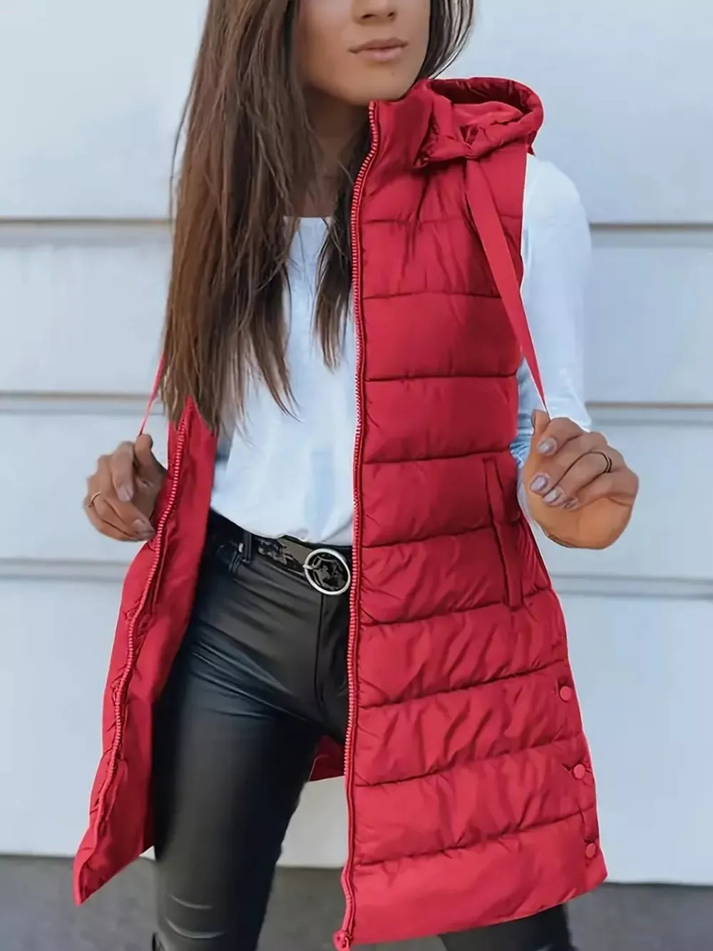 100% polyester Care instructions: Machine wash cold puffer vest in Navy Blue with straight silhouette